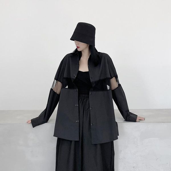 women shirts mesh splice perspective long sleeves shirts high street dark japan style yohji autumn goth owen female clothing, White
women shirts mesh splice perspective long sleeves shirts high street dark japan style yohji autumn goth owen female clothing, White