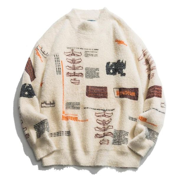 men's sweaters letters graffiti knittwear mens pullover harajuku hip hop streetwear 2021 fashion casual male pullovers outwear winter, White;black
men's sweaters letters graffiti knittwear mens pullover harajuku hip hop streetwear 2021 fashion casual male pullovers outwear winter, White;black