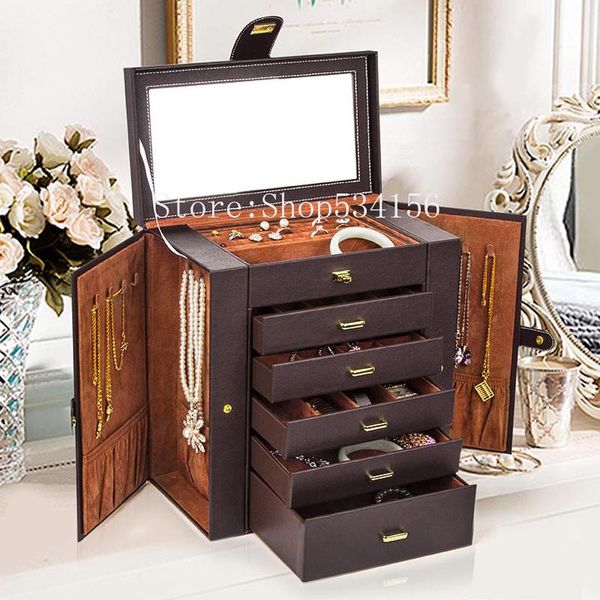 large jewelry box watch case beads earrings rings jewelry armoire storage case black brownleather trinket organize, Pink;blue
large jewelry box watch case beads earrings rings jewelry armoire storage case black brownleather trinket organize, Pink;blue