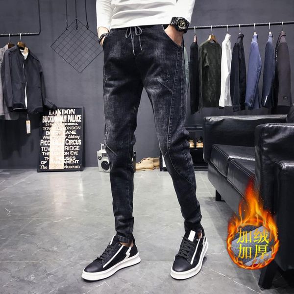 men's jeans 2021 spring autumn the listing slim tide brand elastic waist harem pants black denim, Blue
men's jeans 2021 spring autumn the listing slim tide brand elastic waist harem pants black denim, Blue