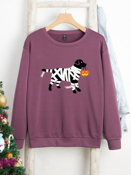 plus halloween print thermal lined sweatshirt r8fg#, Black
plus halloween print thermal lined sweatshirt r8fg#, Black
