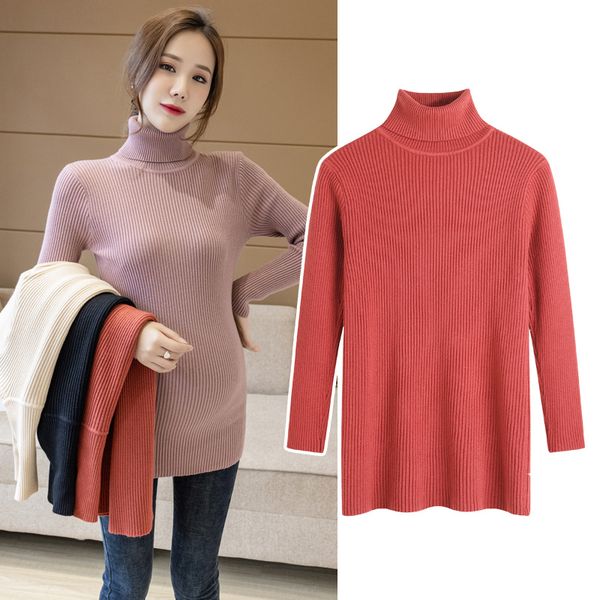 pregnant women's sweater autumn and fashion wear with slim fit winter elastic high collar foreign style knitted bottoming shirt, White
pregnant women's sweater autumn and fashion wear with slim fit winter elastic high collar foreign style knitted bottoming shirt, White