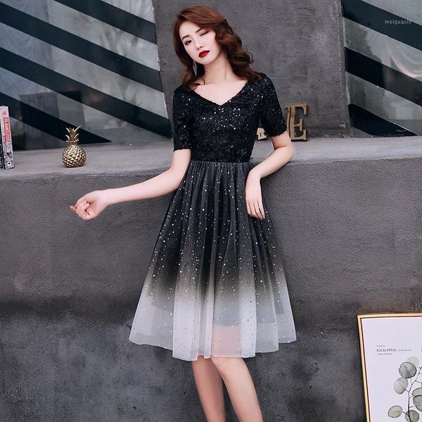 black evening dress 2019 new stylish v-neck short sleeve banquet dress applique sequins formal party vestido de festa1, White;black
black evening dress 2019 new stylish v-neck short sleeve banquet dress applique sequins formal party vestido de festa1, White;black