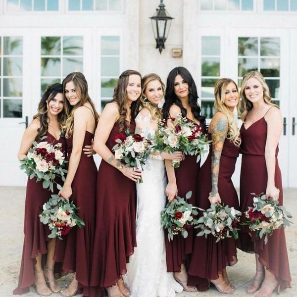 burgundy plus size bridesmaid dresses spaghetti straps v neck chiffon high low wedding party gowns maid of honor dress vestidos, White;pink
burgundy plus size bridesmaid dresses spaghetti straps v neck chiffon high low wedding party gowns maid of honor dress vestidos, White;pink