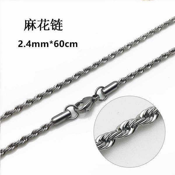 2.4mm titanium white k rope chain necklace 60cm 316l stainless steel twist chain 2021 party jewelry for men and women 24 inches, Silver
2.4mm titanium white k rope chain necklace 60cm 316l stainless steel twist chain 2021 party jewelry for men and women 24 inches, Silver