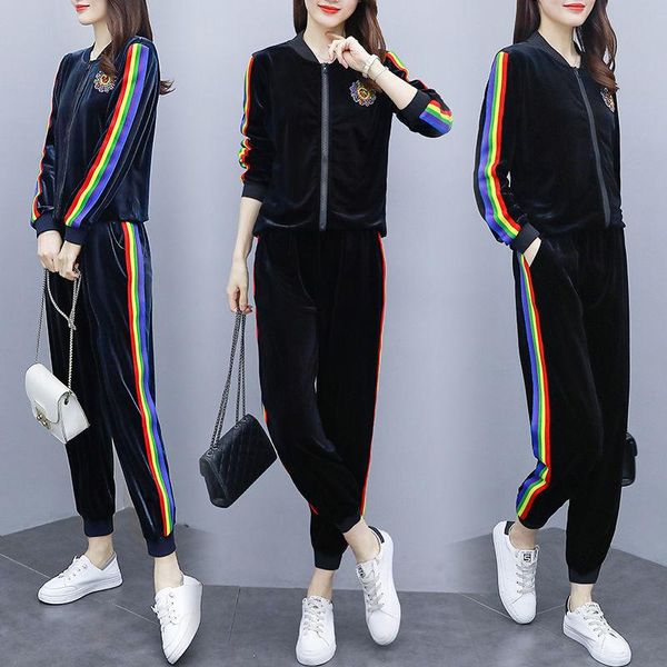 women's tracksuits leisure suit women autumn and winter style embroidered jacket loose slimming campaign two-piece, Gray
women's tracksuits leisure suit women autumn and winter style embroidered jacket loose slimming campaign two-piece, Gray