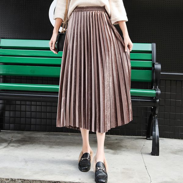 women long metallic silver maxi pleated skirt autumn winter midi skirt high waist elascity casual party skirt 2019 vintage q1209, Black
women long metallic silver maxi pleated skirt autumn winter midi skirt high waist elascity casual party skirt 2019 vintage q1209, Black