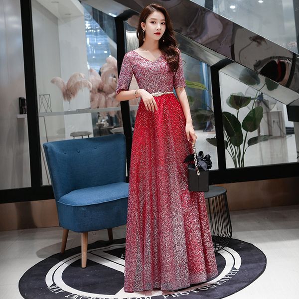 robe de soiree half sleeve elegant tulle pleated fashion evening dress v-neck sequins rhinestone formal party prom dresses, Black;red
robe de soiree half sleeve elegant tulle pleated fashion evening dress v-neck sequins rhinestone formal party prom dresses, Black;red