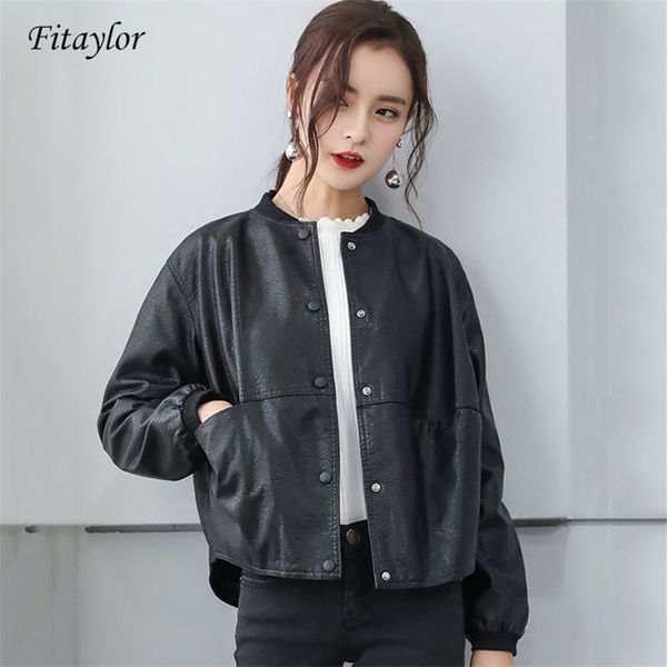 fitaylor women faux soft leather motorcycle jacket short pu leather baseball uniform coat single breasted black overcoat 201223
fitaylor women faux soft leather motorcycle jacket short pu leather baseball uniform coat single breasted black overcoat 201223