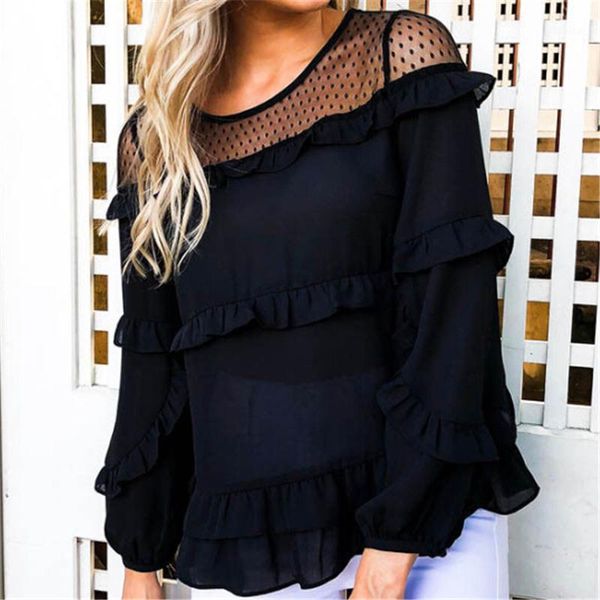 women blouses see through ladies long sleeve women loose blouses casual womens clothing ruffle blouse tunique1, White
women blouses see through ladies long sleeve women loose blouses casual womens clothing ruffle blouse tunique1, White