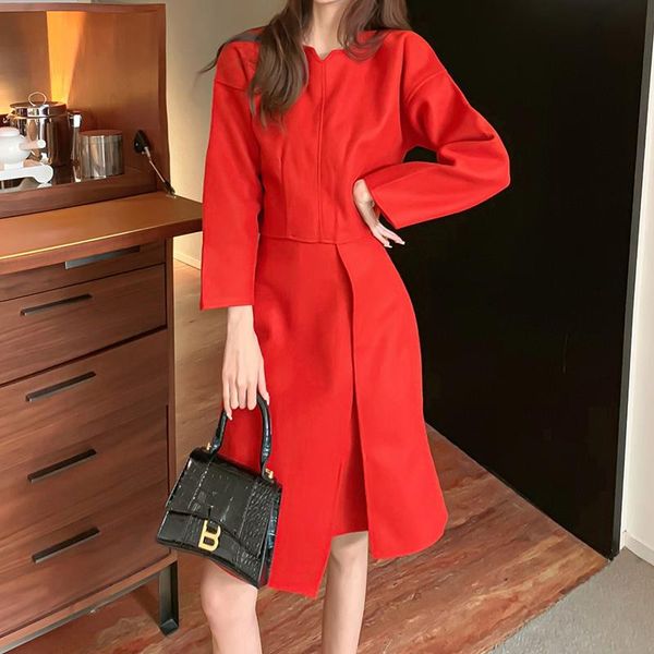 2021 autumn winter women fashion suit lady orange elegant pullover long sleeve o-neck loose midi dress female casual suit, Gray
2021 autumn winter women fashion suit lady orange elegant pullover long sleeve o-neck loose midi dress female casual suit, Gray