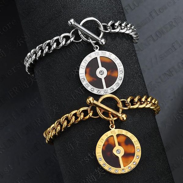 charm bracelets roman digital for women 316l stainless steel inlaid shell ot clip adjustable bracelet spot wholesale pulseras, Golden;silver
charm bracelets roman digital for women 316l stainless steel inlaid shell ot clip adjustable bracelet spot wholesale pulseras, Golden;silver