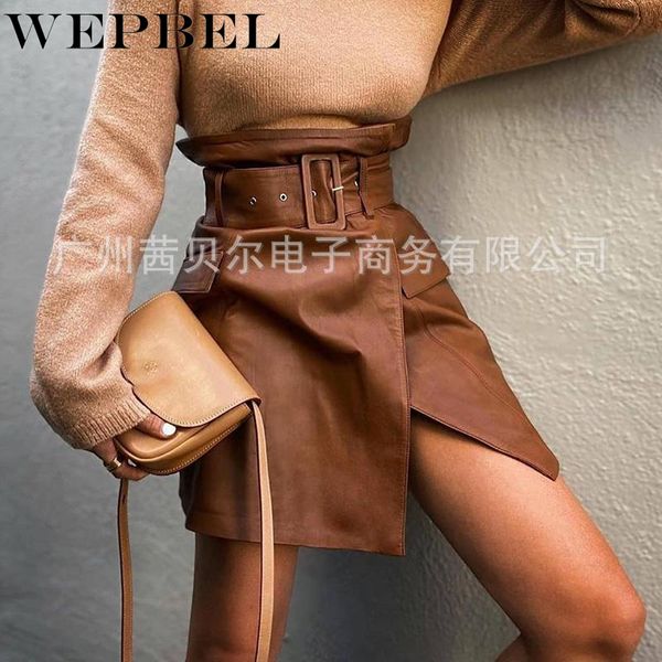autumn winter women brown pu leather mini skirt ladies elegant chic punk high waist split skirt with belt q1210, Black
autumn winter women brown pu leather mini skirt ladies elegant chic punk high waist split skirt with belt q1210, Black