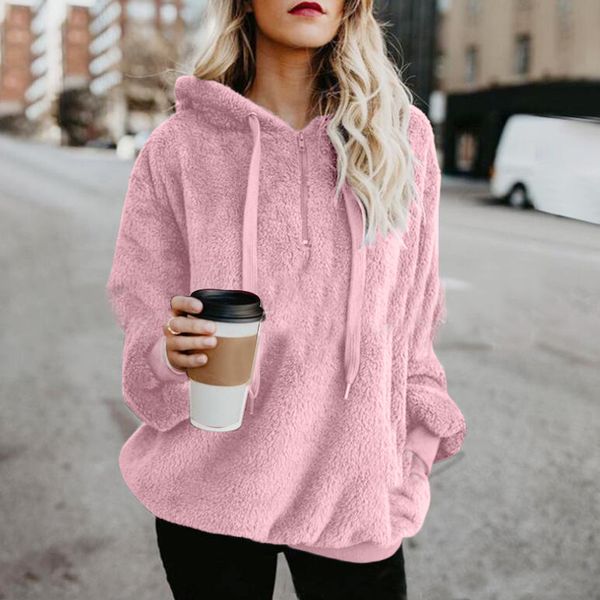 european and american long-sleeved hooded pure color lamb wool loose hooded sweater new, Black
european and american long-sleeved hooded pure color lamb wool loose hooded sweater new, Black
