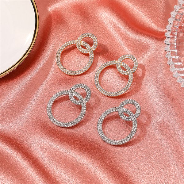 10pairs/lot european double circle dangle earrings with full diamond alloy gold ear drop women round hollow fashion stud earrings jewelry, Golden;silver
10pairs/lot european double circle dangle earrings with full diamond alloy gold ear drop women round hollow fashion stud earrings jewelry, Golden;silver