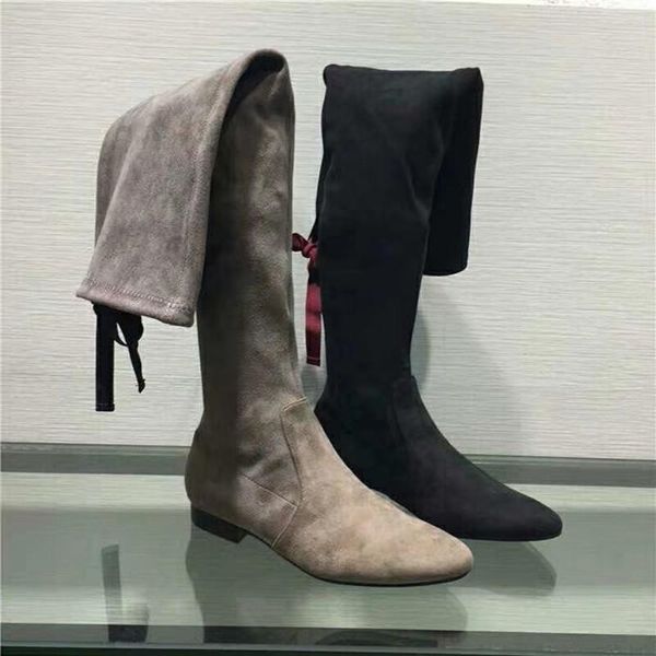 boots women's stretch fabric over knee lace up back low heels round toe shoes b234, Black
boots women's stretch fabric over knee lace up back low heels round toe shoes b234, Black