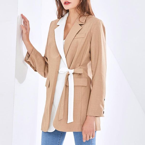 women's suits & blazers elegant female suit blazer office lady fashion patchwork loose women strap tied waist jacket, White;black
women's suits & blazers elegant female suit blazer office lady fashion patchwork loose women strap tied waist jacket, White;black