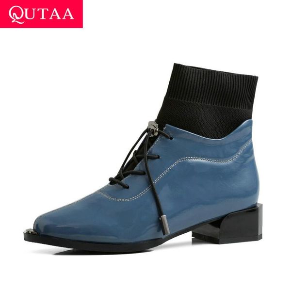 qutaa 2021 ankle boots lace up square heel round toe women shoes cow patent leather knitting fashion women pumps big size 34-43, Black
qutaa 2021 ankle boots lace up square heel round toe women shoes cow patent leather knitting fashion women pumps big size 34-43, Black