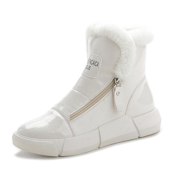 platform boots winter women sneakers shoes woman high casual shoes wedge zipper booties warm white botas mujer, Black