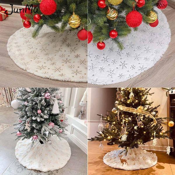 sequin christmas tree skirt soft plush gold/silver snowflake tree mat white faux fur holiday party decor 90cm/122cm1
sequin christmas tree skirt soft plush gold/silver snowflake tree mat white faux fur holiday party decor 90cm/122cm1