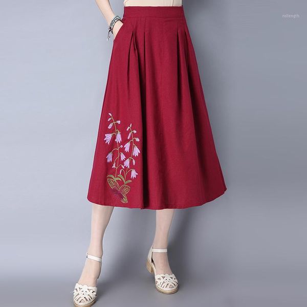 2020 spring national style women's cotton and linen skirt retro autumn chinese embroidered midi skirt pockets1, Black
2020 spring national style women's cotton and linen skirt retro autumn chinese embroidered midi skirt pockets1, Black