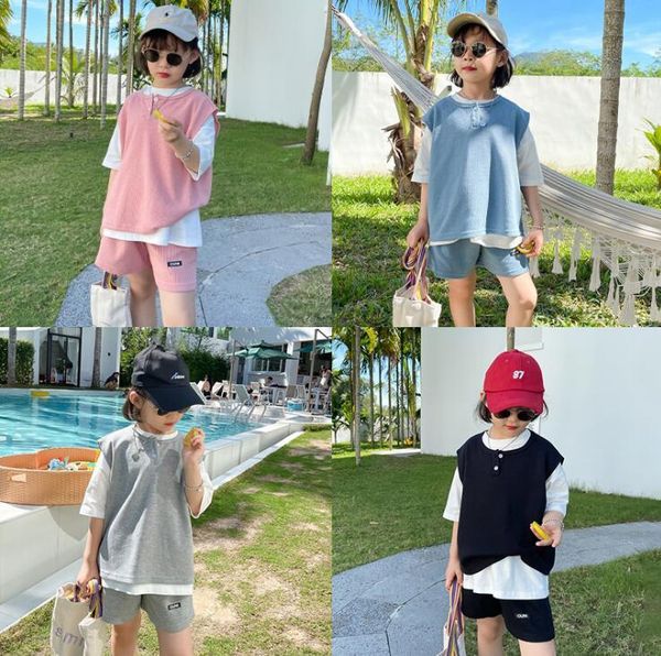 2021 korea style girls boys 3 pcs set t shirt+vest +shorts spring cotton kids suit 3-8 years yl970, White
2021 korea style girls boys 3 pcs set t shirt+vest +shorts spring cotton kids suit 3-8 years yl970, White