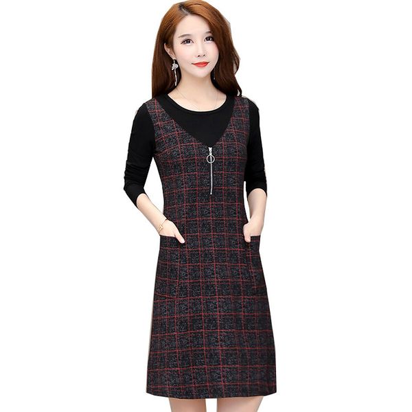 2021 new winter dresses women new fashion plaid stitching fake two piece long sleeve warm plus size 4xl lady office dress vestidos l0dh, Black;gray
2021 new winter dresses women new fashion plaid stitching fake two piece long sleeve warm plus size 4xl lady office dress vestidos l0dh, Black;gray