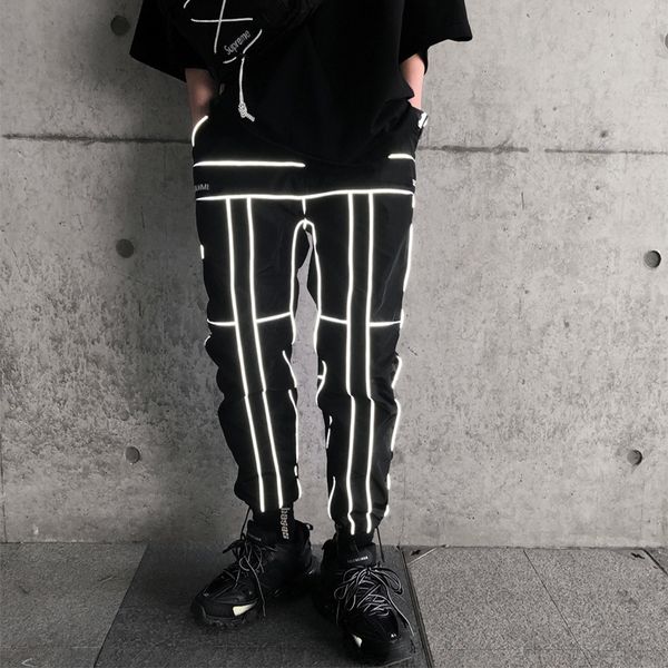 cargo jogger pants men pockets loose hip hop sweatpants reflective light long trousers reflector 201110, Black
cargo jogger pants men pockets loose hip hop sweatpants reflective light long trousers reflector 201110, Black