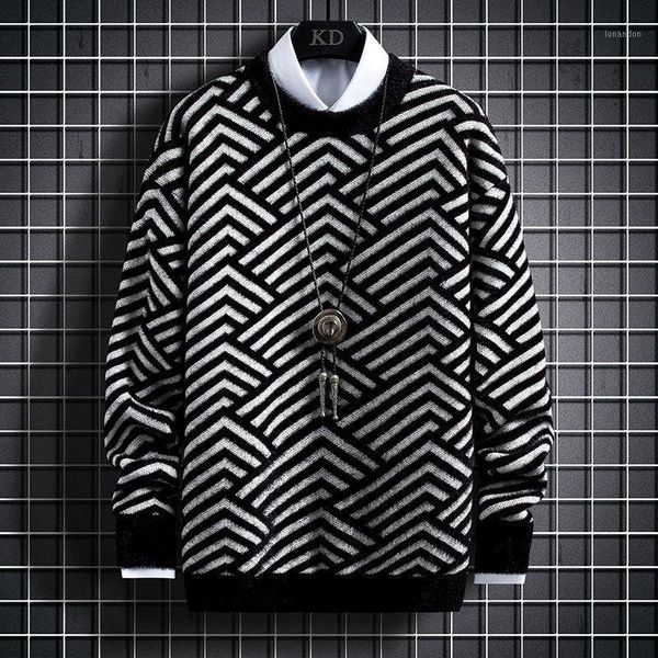 men's sweaters autumn and winter round-neck sweater men's loose korean youth personality striped trend trend1, White;black
men's sweaters autumn and winter round-neck sweater men's loose korean youth personality striped trend trend1, White;black