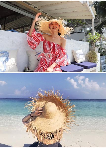 wide brim hats straw hat with fur flat and large lafite lady summer beach holiday sun block, Blue;gray
wide brim hats straw hat with fur flat and large lafite lady summer beach holiday sun block, Blue;gray
