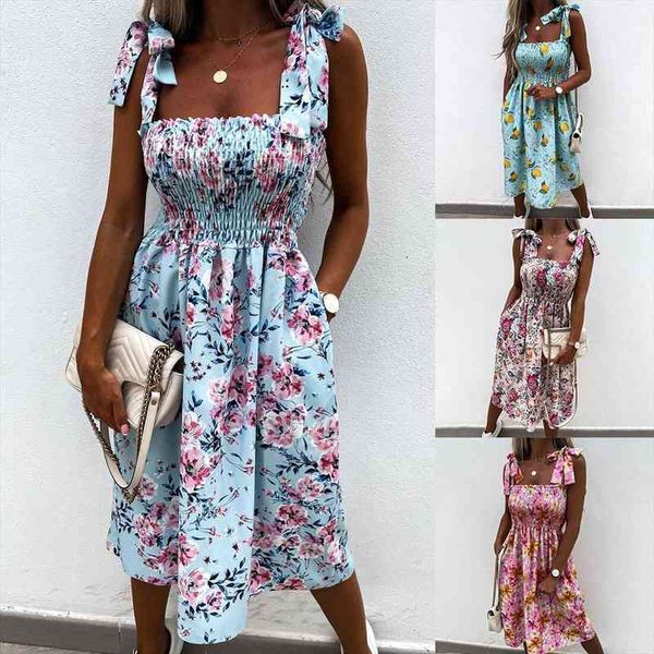 fashion women summer flower print a-line dress shrinkage design pockets bandage decor sling sleevelss square collar slim dress, Black;gray
fashion women summer flower print a-line dress shrinkage design pockets bandage decor sling sleevelss square collar slim dress, Black;gray