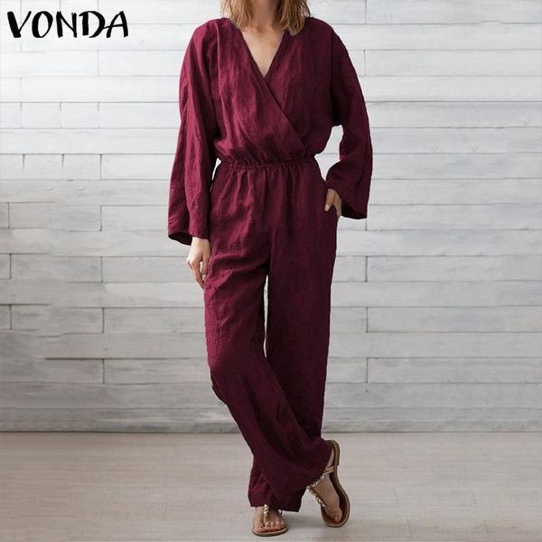women's jumpsuits & rompers linen overalls for womens women 2021 vonda female v neck long sleeve playsuits vintage solid pants, Black;white
women's jumpsuits & rompers linen overalls for womens women 2021 vonda female v neck long sleeve playsuits vintage solid pants, Black;white