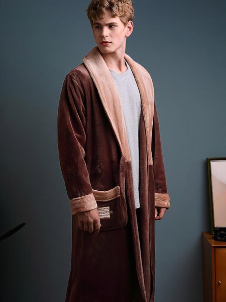 men's sleepwear men casual kimono bathrobe autumn winter flannel long robe thick warm plus size 3xl nightgown male loose home wear, Black;brown
men's sleepwear men casual kimono bathrobe autumn winter flannel long robe thick warm plus size 3xl nightgown male loose home wear, Black;brown