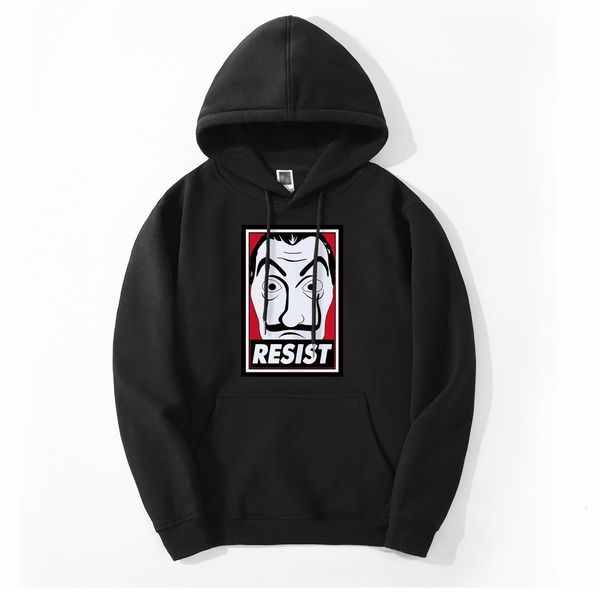 2019 autumn winter fleece sweatshirt house of paper money heist la casa de papel men's hoodies harajuku style hooded tracksuit, Black
2019 autumn winter fleece sweatshirt house of paper money heist la casa de papel men's hoodies harajuku style hooded tracksuit, Black
