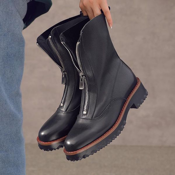 original intention fashion zip boots woman ankle boots black round toe real leather shoes woman square heels mature
original intention fashion zip boots woman ankle boots black round toe real leather shoes woman square heels mature