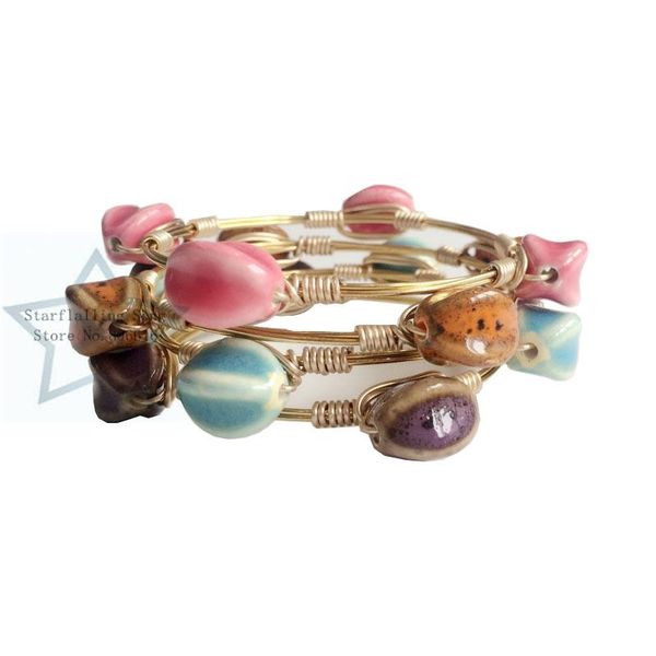 charm bracelets western style concise handmade ceramic clay gold copper wire wrap bangle jewelry, Golden;silver
charm bracelets western style concise handmade ceramic clay gold copper wire wrap bangle jewelry, Golden;silver