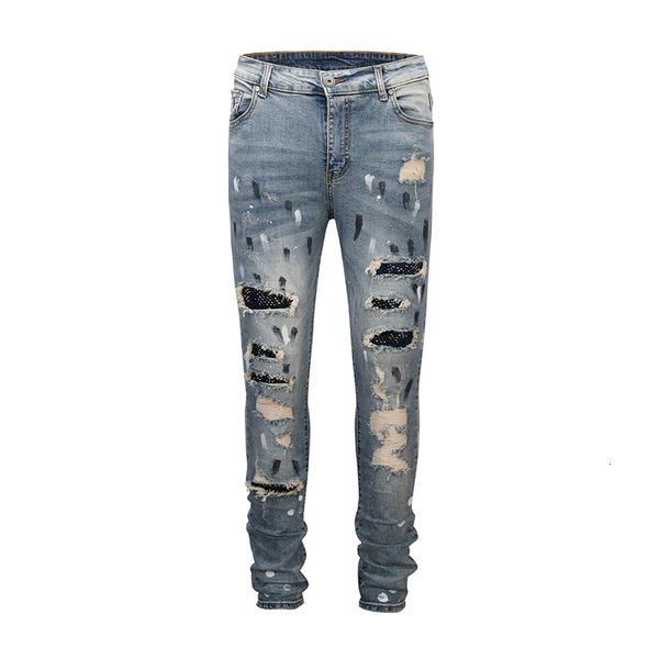 2021 new men's male trousers european american high street style heavy craft hole patch sequined stretch slim-fit jeans denim pants g0k, Blue
2021 new men's male trousers european american high street style heavy craft hole patch sequined stretch slim-fit jeans denim pants g0k, Blue
