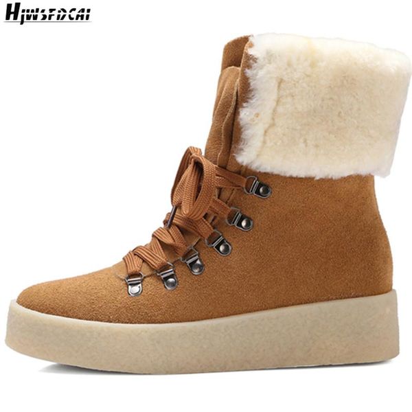 boots hjwsfdcai wool warm women snow flat lace-up genuine leather round toe casual zapatillas mujer comfortable woman soft shoes, Black
boots hjwsfdcai wool warm women snow flat lace-up genuine leather round toe casual zapatillas mujer comfortable woman soft shoes, Black