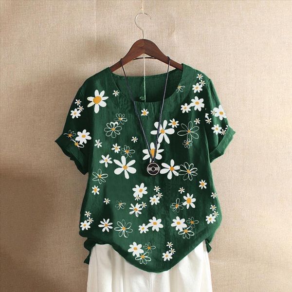 5xl cotton linen blouses women 2021 summer daisy print short sleeve shirt new plus size o neck buttons pullover feminine top, White
5xl cotton linen blouses women 2021 summer daisy print short sleeve shirt new plus size o neck buttons pullover feminine top, White