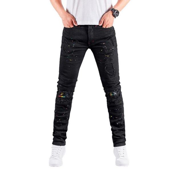 men's jeans arrivl black men 2021 fashion spray paint quality brand slim elastic comfortable hiphop denim pants young trousers, Blue
men's jeans arrivl black men 2021 fashion spray paint quality brand slim elastic comfortable hiphop denim pants young trousers, Blue