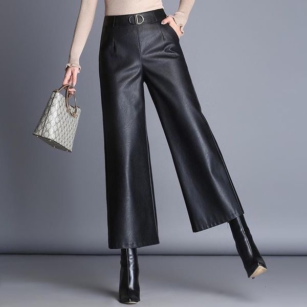 plus size 2020 high waist black pu baggy pants women korean office ladies elegant wide leg pants faux leather womens trousers, Black;white
plus size 2020 high waist black pu baggy pants women korean office ladies elegant wide leg pants faux leather womens trousers, Black;white