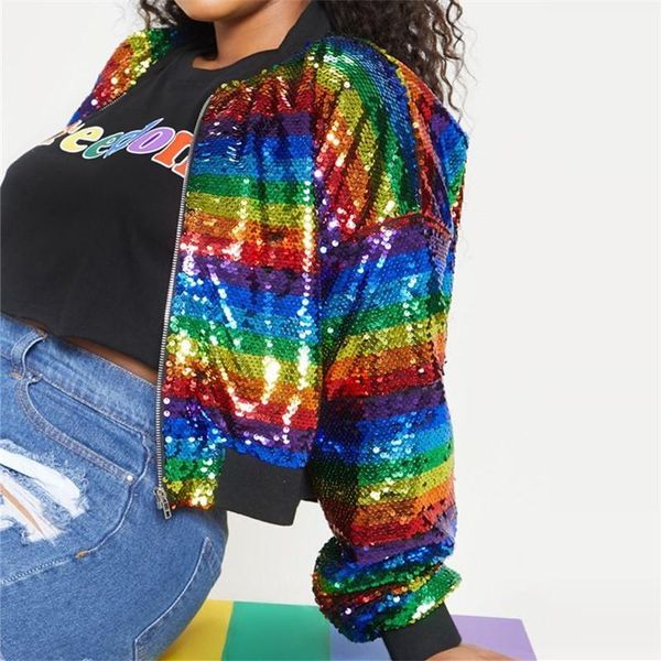 autumn plus size fashion slim rainbow sequined striped long sleeve 3xl-7xl large overweight woman casual short jacket outwear1, Black;brown
autumn plus size fashion slim rainbow sequined striped long sleeve 3xl-7xl large overweight woman casual short jacket outwear1, Black;brown