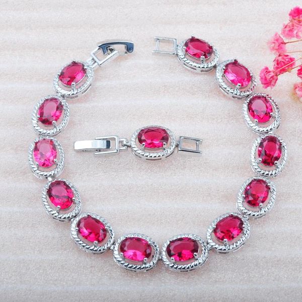 link, chain trendy rose red cubic zirconia bracelets jewelry silver color charm crystal female bangles russian style, Black
link, chain trendy rose red cubic zirconia bracelets jewelry silver color charm crystal female bangles russian style, Black