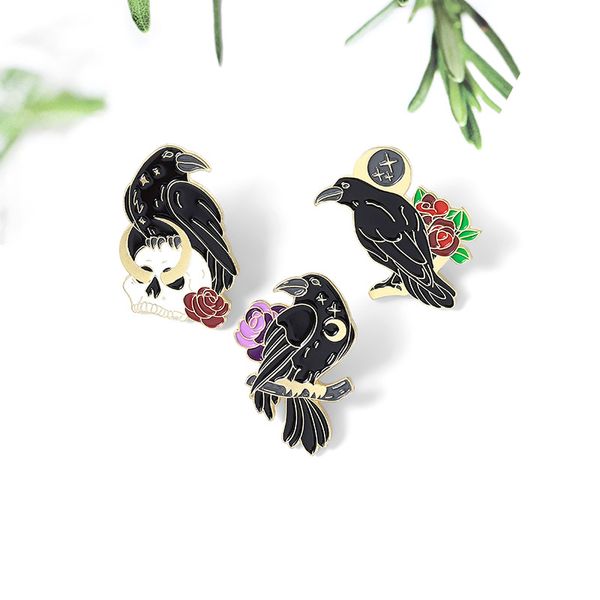 gothic dark magic brooches creative fashion crow skeleton rose enamel pins personality unique badges lapel backpack jewelry gift for friends, Gray
gothic dark magic brooches creative fashion crow skeleton rose enamel pins personality unique badges lapel backpack jewelry gift for friends, Gray