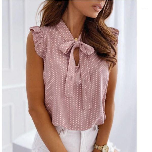 2021 women's polka dot bow collar sleeveless shirt for women fashion female blouse casual summer shirt1, White
2021 women's polka dot bow collar sleeveless shirt for women fashion female blouse casual summer shirt1, White