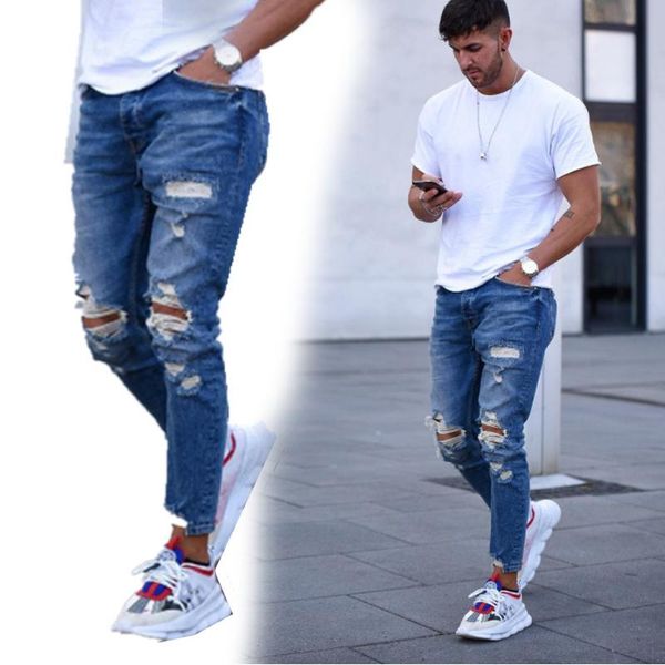 men's jeans denim ripped european and american hip-hop retro motorcycle men casual riding pants long, Blue
men's jeans denim ripped european and american hip-hop retro motorcycle men casual riding pants long, Blue