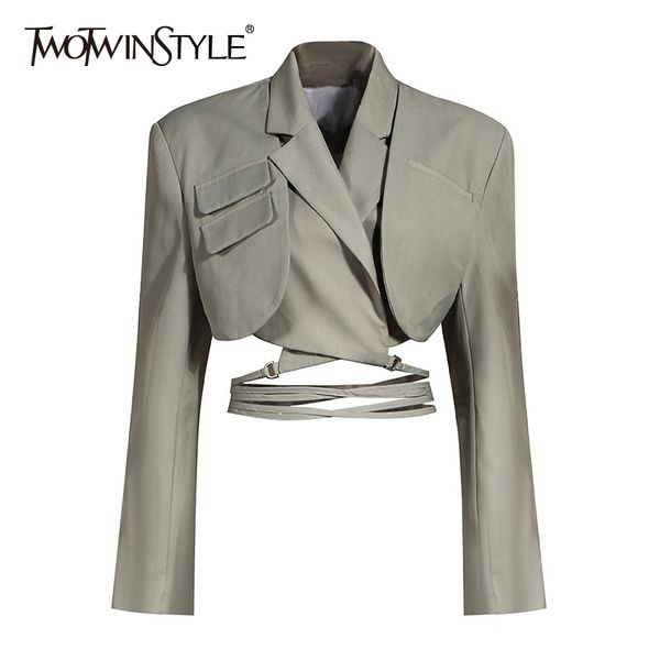 twotwinstyle irregular elegant blazer for women notched long sleeves lace up bowknot blazers female summer fashion new 201023, White;black
twotwinstyle irregular elegant blazer for women notched long sleeves lace up bowknot blazers female summer fashion new 201023, White;black