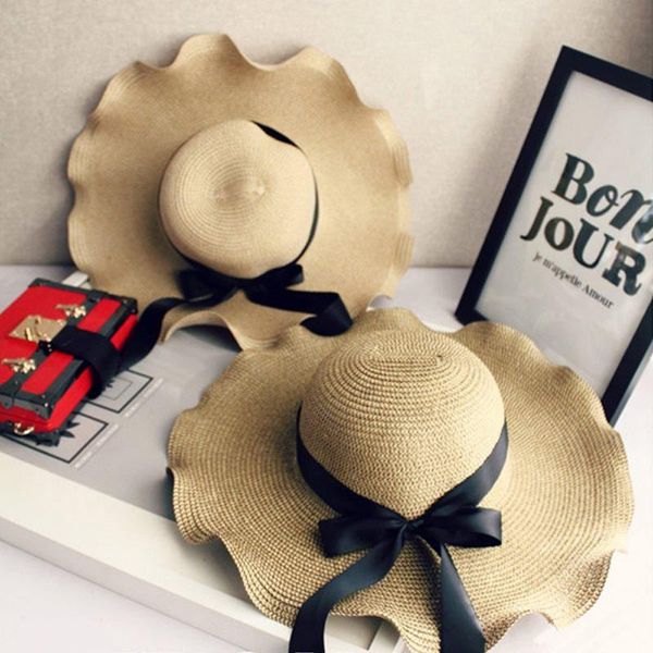 new fashion women summer wide wave brim foldable straw hat travel beach sun shade cap sun block panama hats, Blue;gray
new fashion women summer wide wave brim foldable straw hat travel beach sun shade cap sun block panama hats, Blue;gray