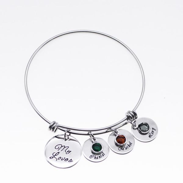 my love bangles custom names & birthstone gift bracelet silver color for mom and kids family jewelry drop shipping yp30791, Black
my love bangles custom names & birthstone gift bracelet silver color for mom and kids family jewelry drop shipping yp30791, Black