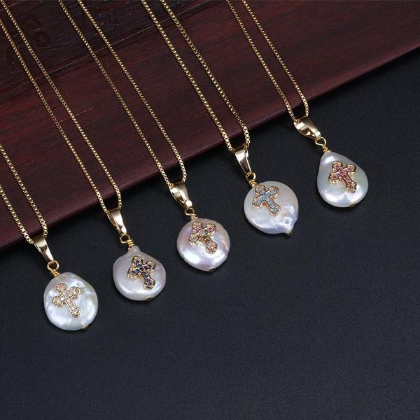 chokers charm freshwater pearl bead tiny cz paved multi colors religious cross gold link chain pendant choker necklaces for women girl, Golden;silver
chokers charm freshwater pearl bead tiny cz paved multi colors religious cross gold link chain pendant choker necklaces for women girl, Golden;silver